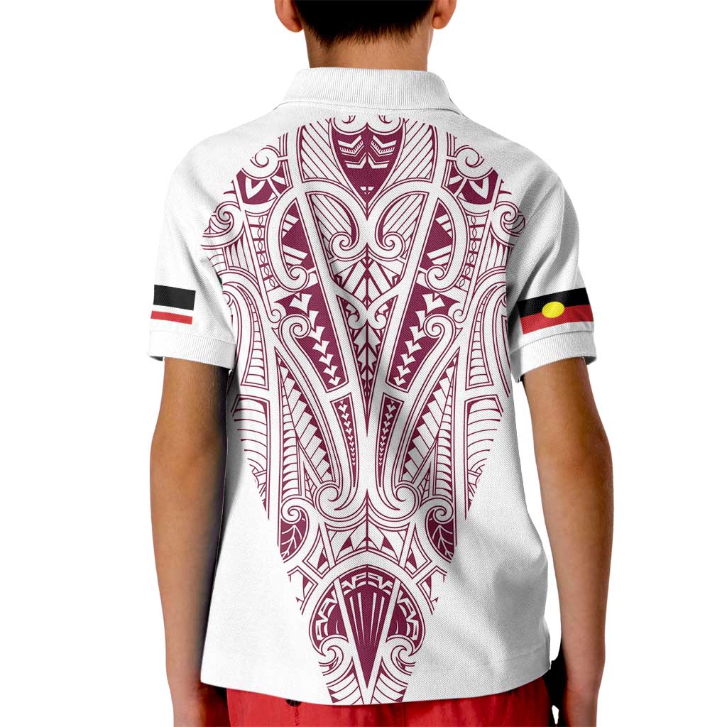 Queensland Maori Rugby Nga Hau e Wha Kid Polo Shirt White Motif
