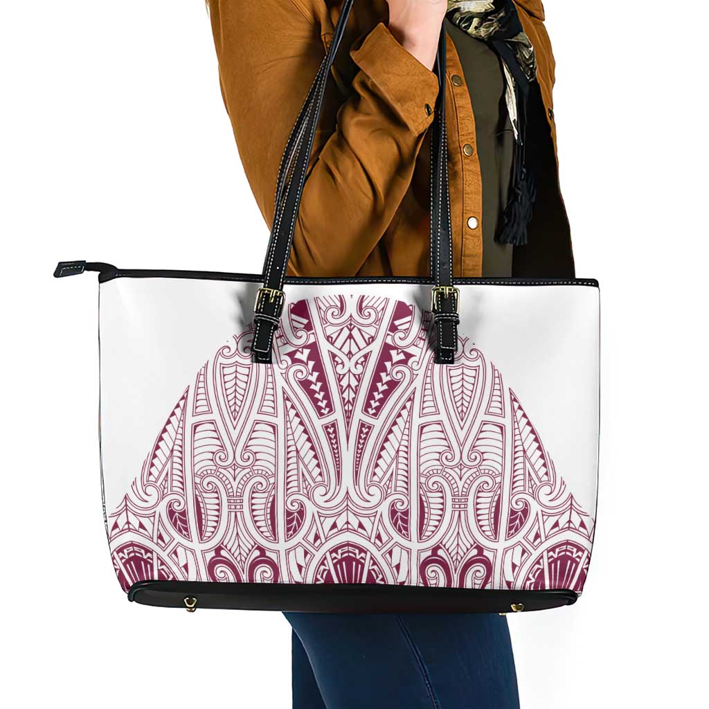 Queensland Maori Rugby Nga Hau e Wha Leather Tote Bag White Motif LT9 - Polynesian Pride