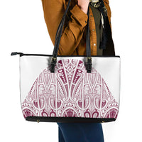 Queensland Maori Rugby Nga Hau e Wha Leather Tote Bag White Motif LT9 - Polynesian Pride