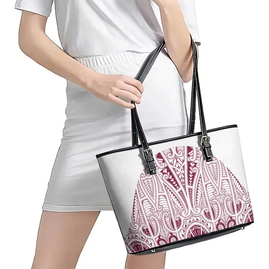 Queensland Maori Rugby Nga Hau e Wha Leather Tote Bag White Motif LT9 - Polynesian Pride