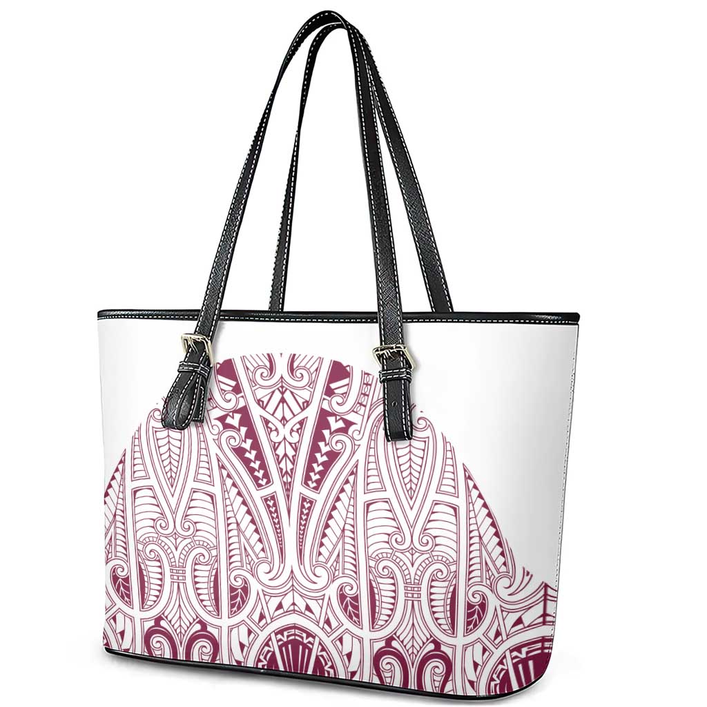 Queensland Maori Rugby Nga Hau e Wha Leather Tote Bag White Motif LT9 - Polynesian Pride