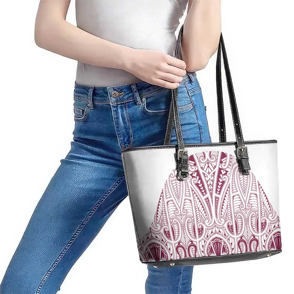 Queensland Maori Rugby Nga Hau e Wha Leather Tote Bag White Motif LT9 - Polynesian Pride