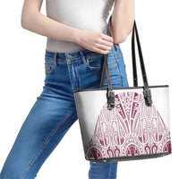Queensland Maori Rugby Nga Hau e Wha Leather Tote Bag White Motif LT9 - Polynesian Pride