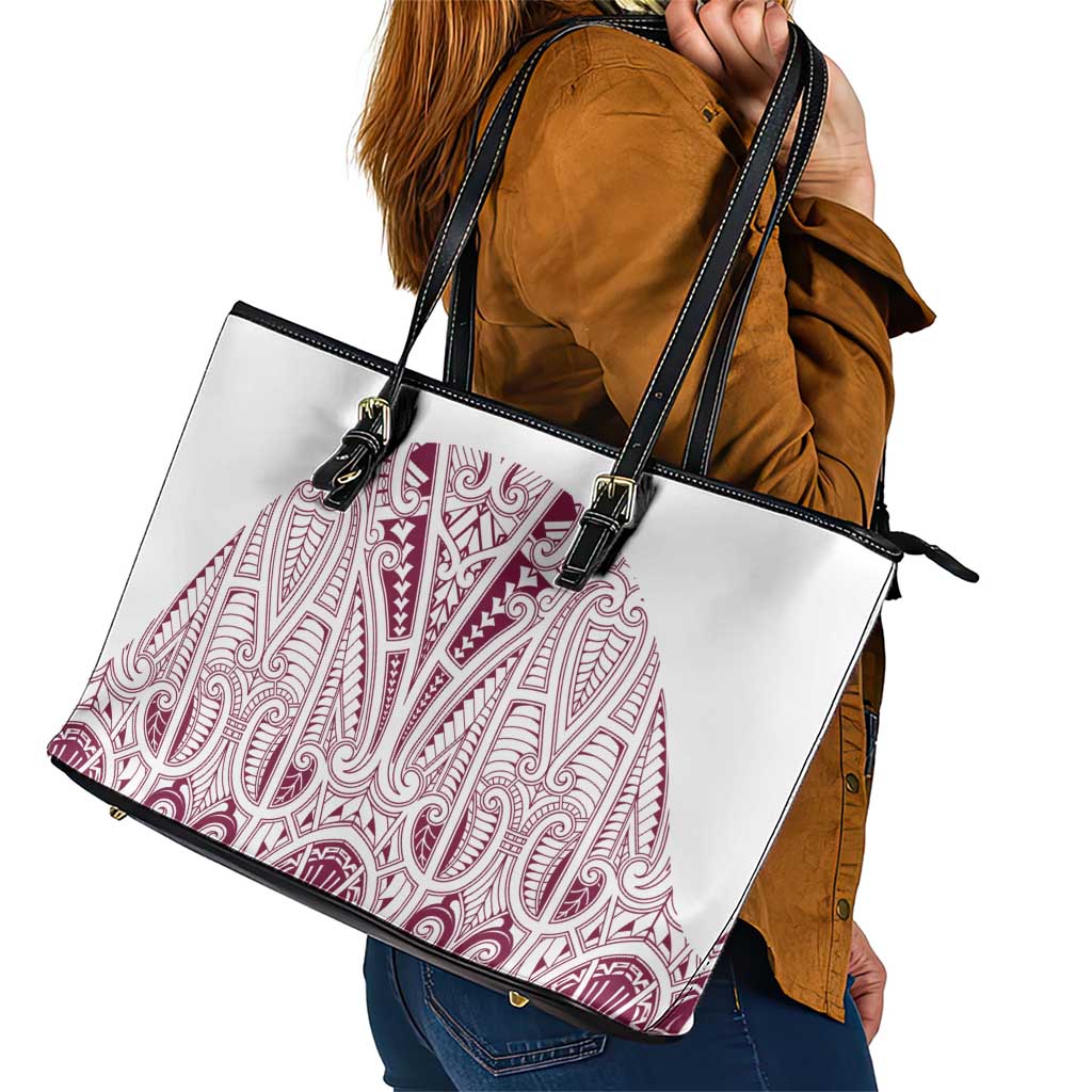 Queensland Maori Rugby Nga Hau e Wha Leather Tote Bag White Motif LT9 - Polynesian Pride