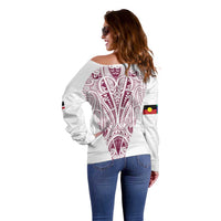 Queensland Maori Rugby Nga Hau e Wha Off Shoulder Sweater White Motif
