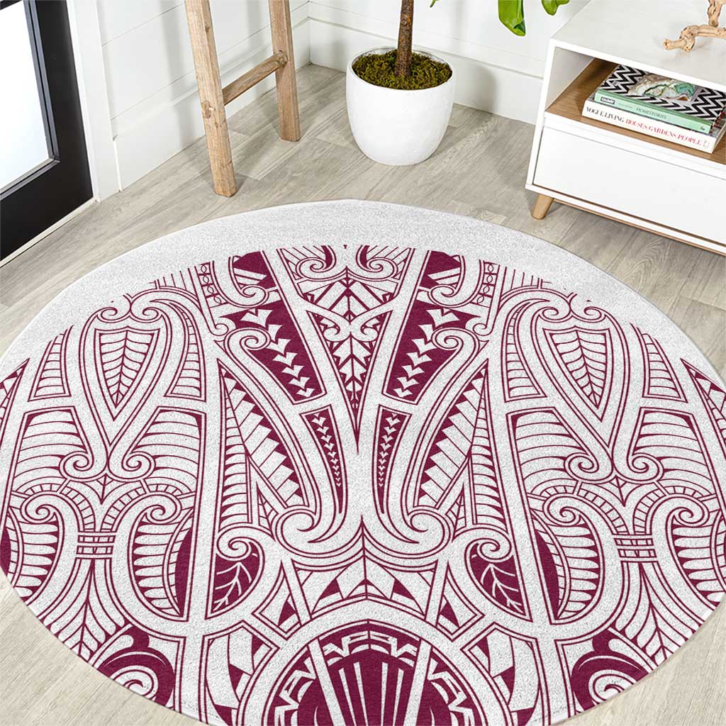 Queensland Maori Rugby Nga Hau e Wha Round Carpet White Motif LT9 White - Polynesian Pride