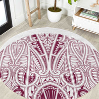 Queensland Maori Rugby Nga Hau e Wha Round Carpet White Motif LT9 White - Polynesian Pride