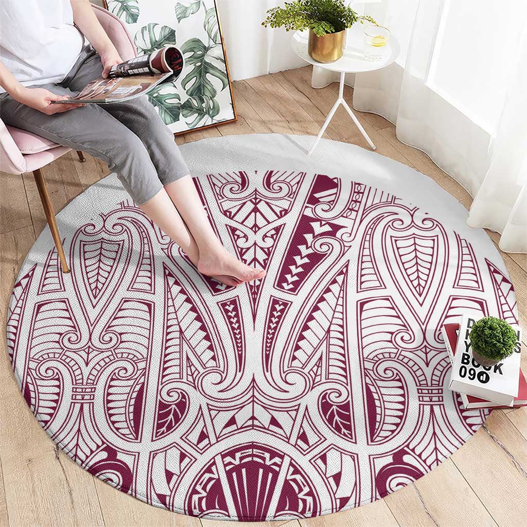 Queensland Maori Rugby Nga Hau e Wha Round Carpet White Motif LT9 - Polynesian Pride
