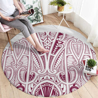Queensland Maori Rugby Nga Hau e Wha Round Carpet White Motif LT9 - Polynesian Pride