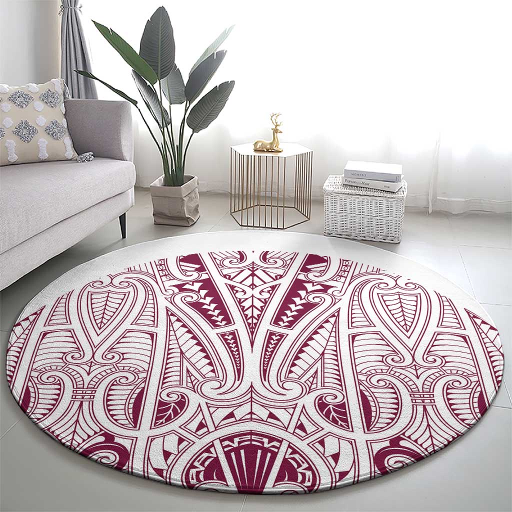 Queensland Maori Rugby Nga Hau e Wha Round Carpet White Motif LT9 - Polynesian Pride