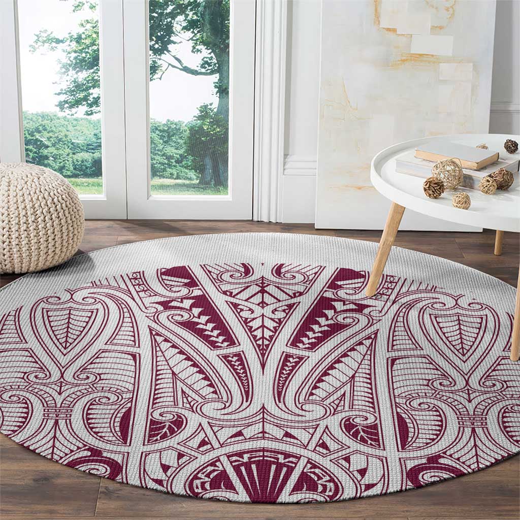 Queensland Maori Rugby Nga Hau e Wha Round Carpet White Motif LT9 - Polynesian Pride