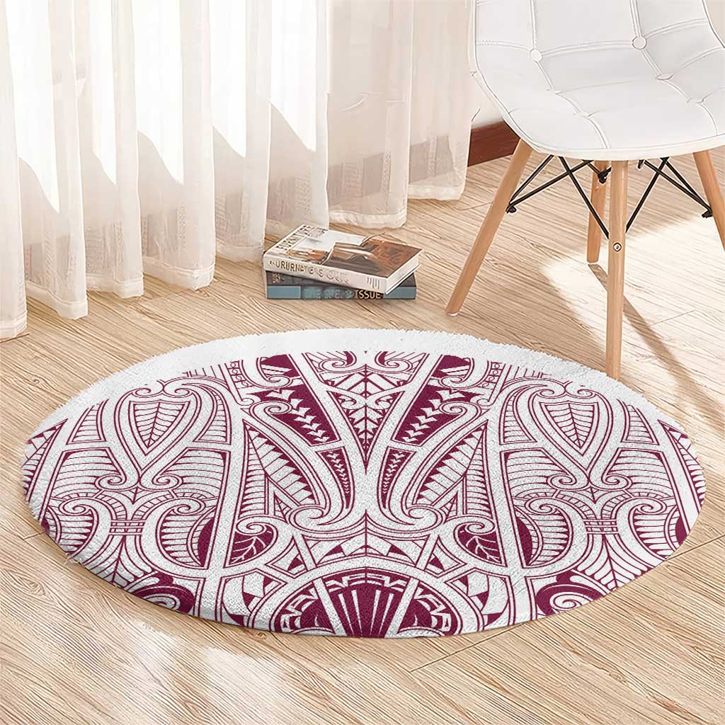 Queensland Maori Rugby Nga Hau e Wha Round Carpet White Motif LT9 - Polynesian Pride