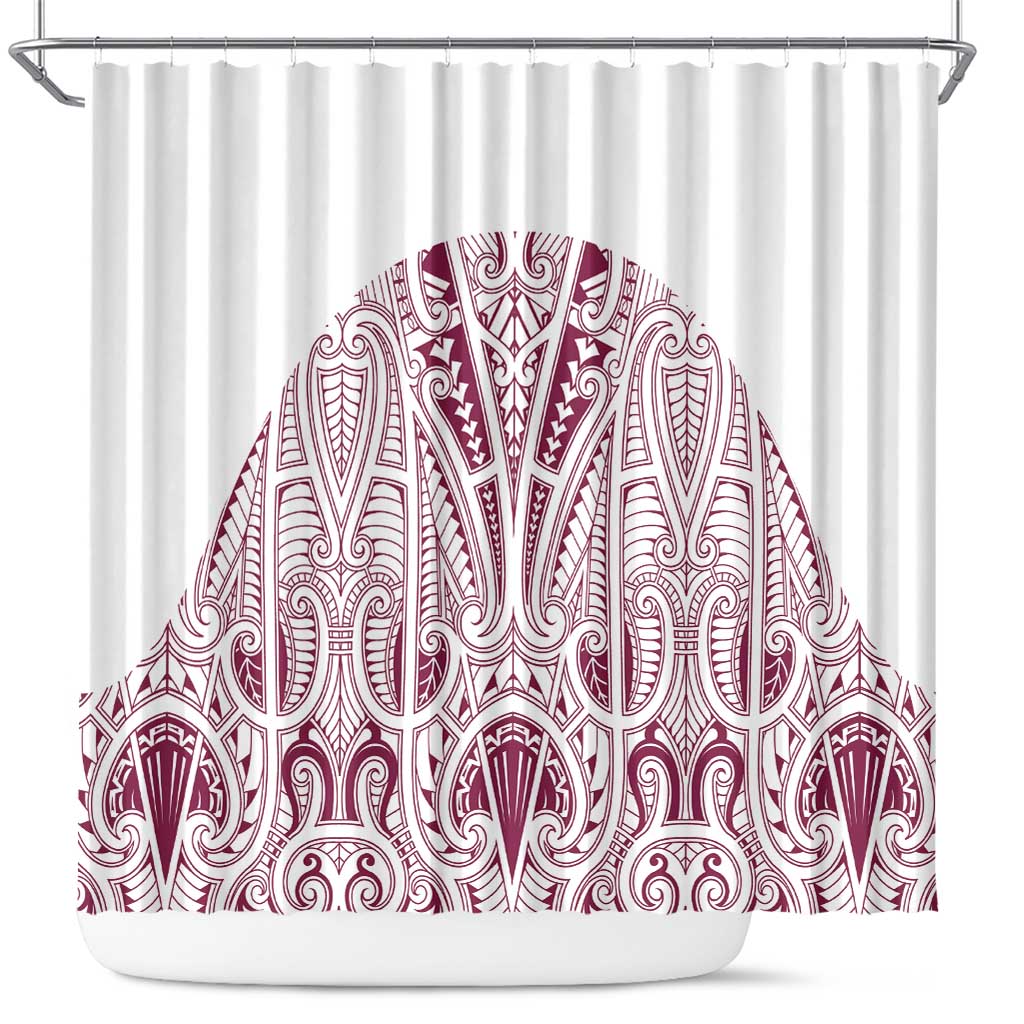 Queensland Maori Rugby Nga Hau e Wha Shower Curtain White Motif LT9 White - Polynesian Pride