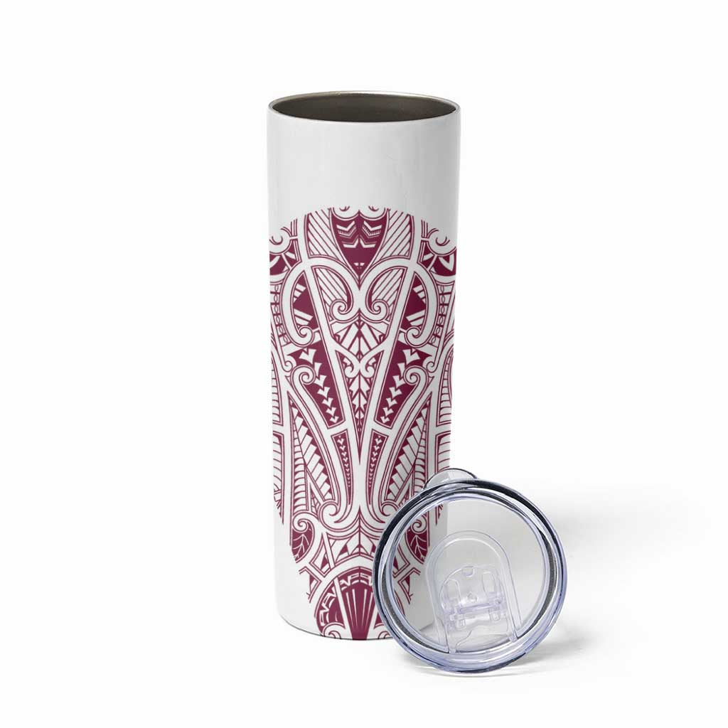 Queensland Maori Rugby Nga Hau e Wha Skinny Tumbler White Motif LT9 - Polynesian Pride