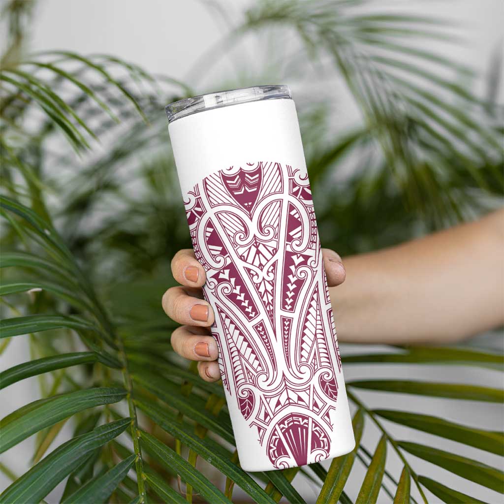Queensland Maori Rugby Nga Hau e Wha Skinny Tumbler White Motif LT9 - Polynesian Pride