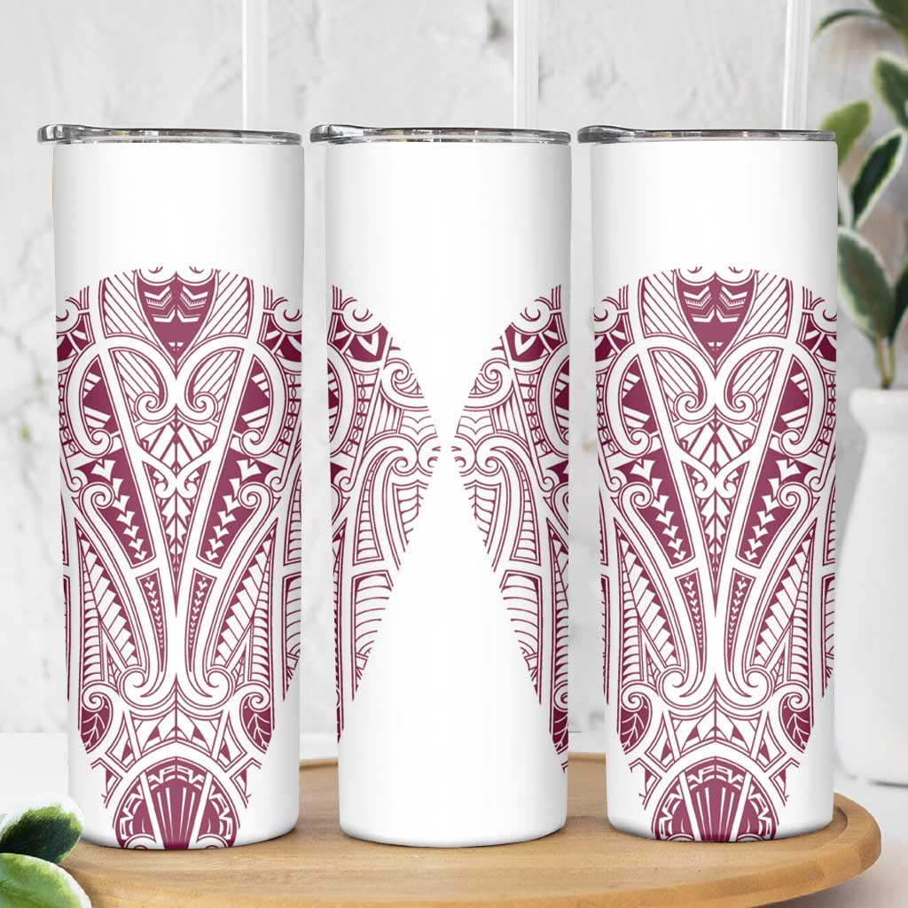 Queensland Maori Rugby Nga Hau e Wha Skinny Tumbler White Motif LT9 - Polynesian Pride