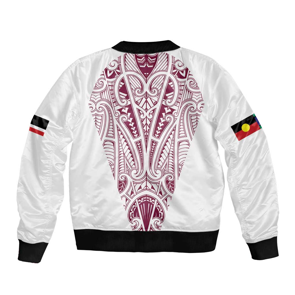 Queensland Maori Rugby Nga Hau e Wha Sleeve Zip Bomber Jacket White Motif
