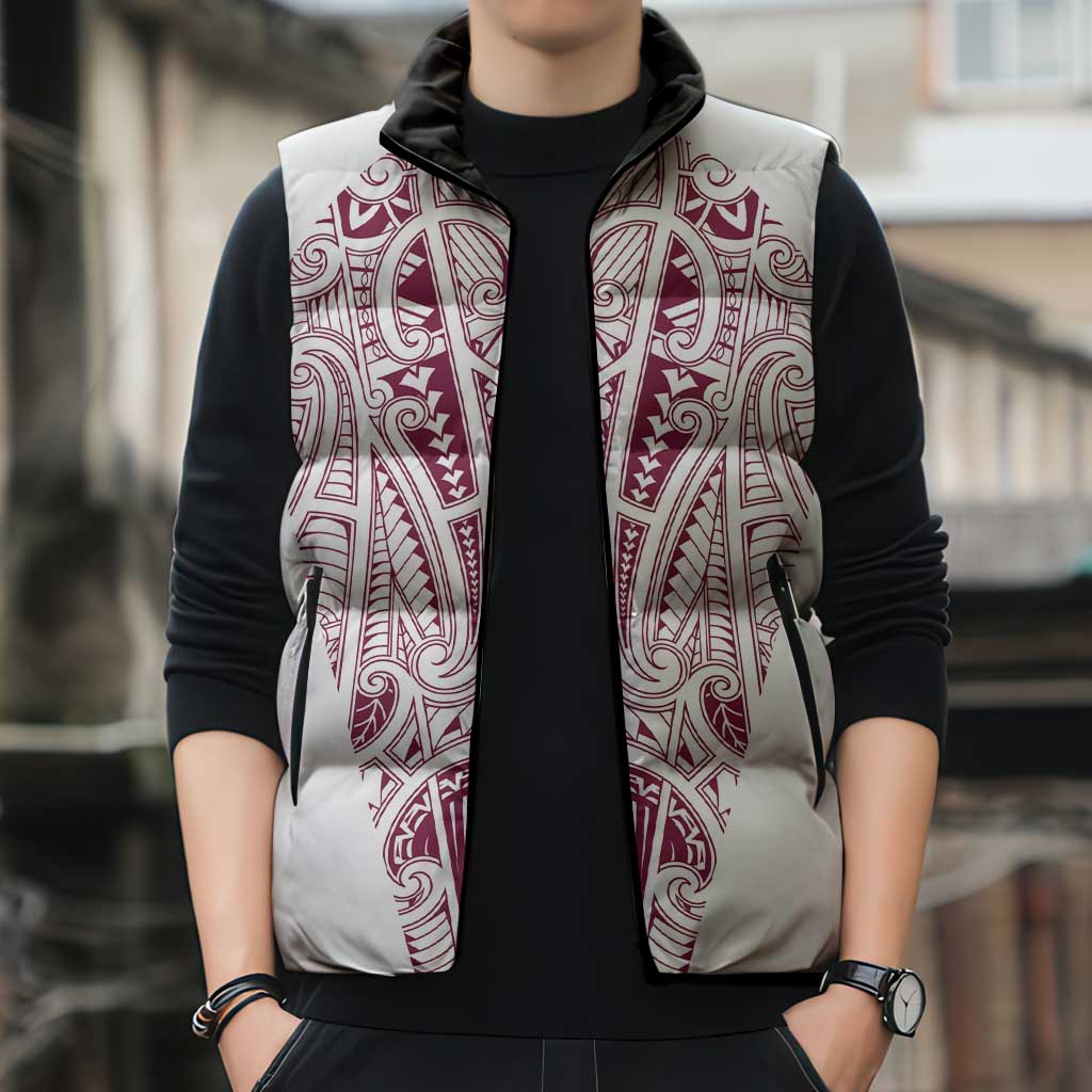Queensland Maori Rugby Nga Hau e Wha Sleeveless Puffer Jacket White Motif - Polynesian Pride
