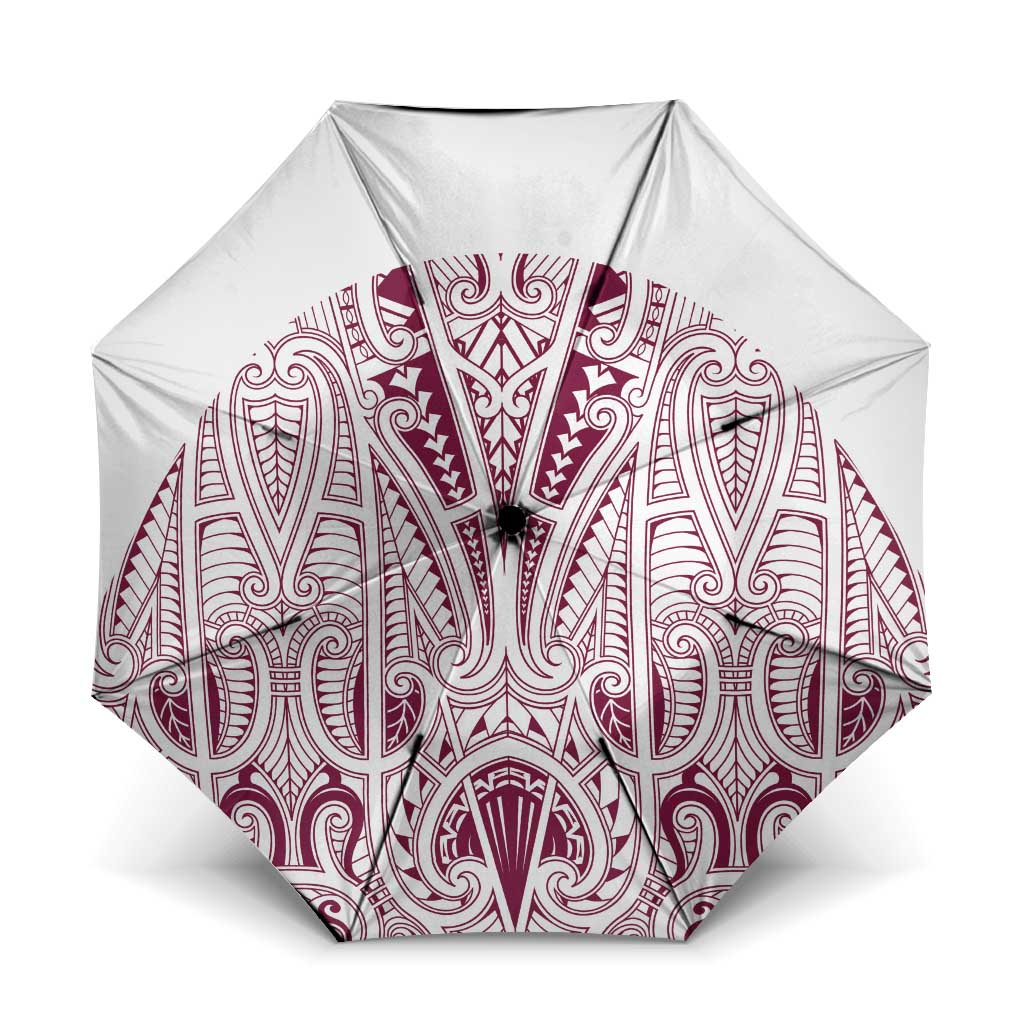 Queensland Maori Rugby Nga Hau e Wha Umbrella White Motif LT9 One Size Folded 11.42 inch Opened Diameter 37.4 inch White - Polynesian Pride