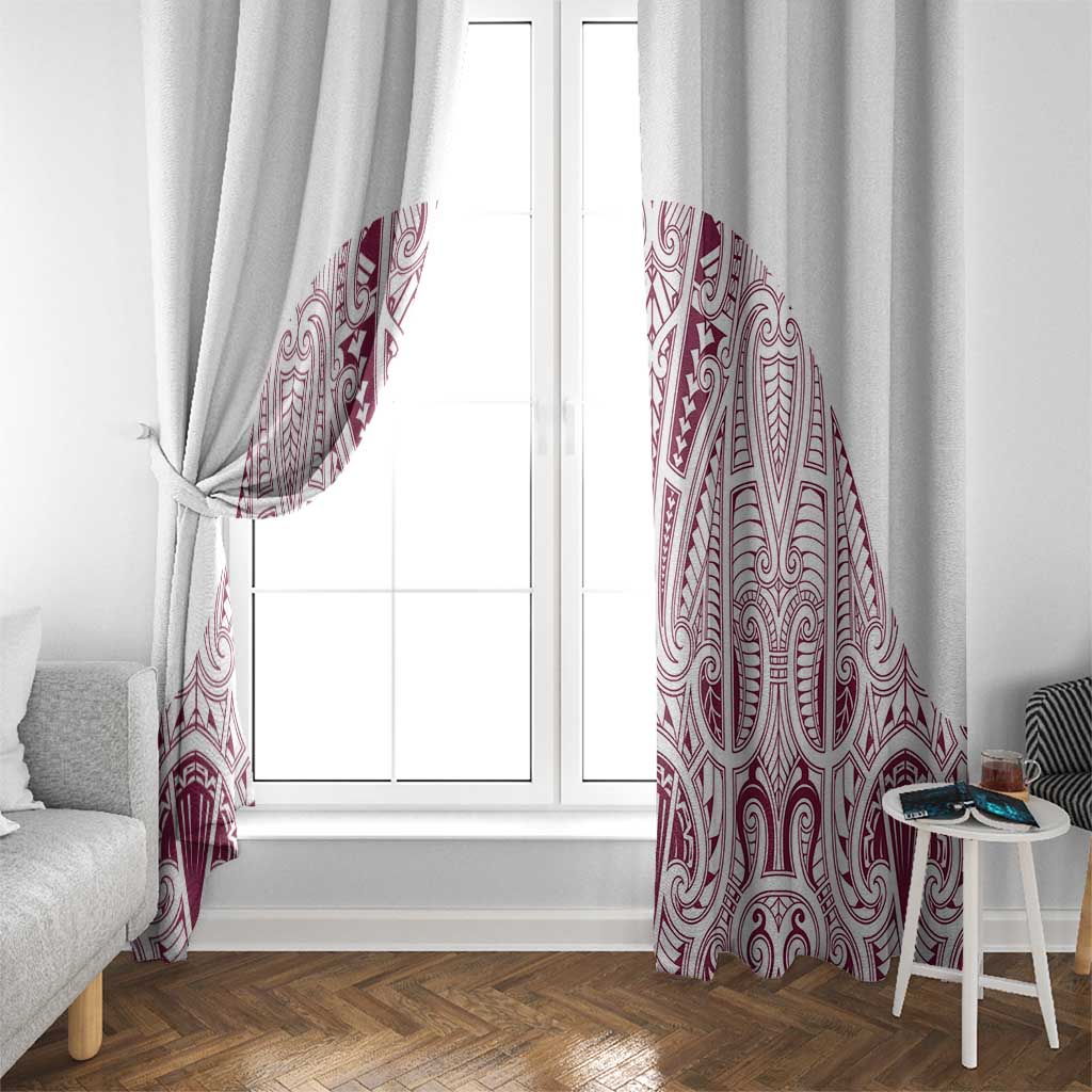 Queensland Maori Rugby Nga Hau e Wha Window Curtain White Motif