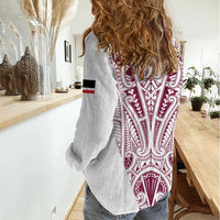 Queensland Maori Rugby Nga Hau e Wha Women Casual Shirt White Motif LT9 - Polynesian Pride