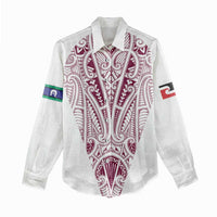 Queensland Maori Rugby Nga Hau e Wha Women Casual Shirt White Motif LT9 - Polynesian Pride