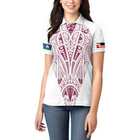 Queensland Maori Rugby Nga Hau e Wha Women Polo Shirt White Motif LT9 - Polynesian Pride
