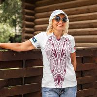 Queensland Maori Rugby Nga Hau e Wha Women Polo Shirt White Motif LT9 - Polynesian Pride
