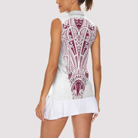 Queensland Maori Rugby Nga Hau e Wha Women Sleeveless Polo Shirt White Motif LT9 - Polynesian Pride
