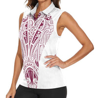 Queensland Maori Rugby Nga Hau e Wha Women Sleeveless Polo Shirt White Motif LT9 - Polynesian Pride