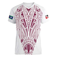 Queensland Maori Rugby Nga Hau e Wha Women V-Neck T-Shirt White Motif LT9 Female White - Polynesian Pride