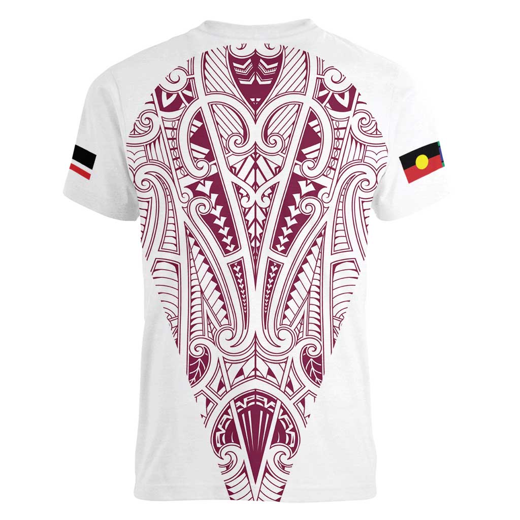 Queensland Maori Rugby Nga Hau e Wha Women V-Neck T-Shirt White Motif LT9 - Polynesian Pride