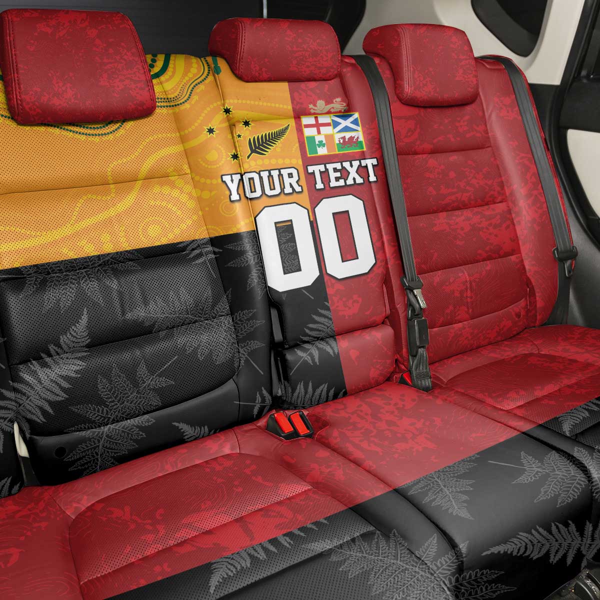 Custom British Lions-AUNZ Back Car Seat Cover Australia-New Zealand Indigenous Motif LT9 - Polynesian Pride