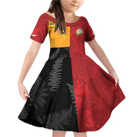 Custom British Lions-AUNZ Family Matching Off Shoulder Short Dress and Hawaiian Shirt Australia-New Zealand Indigenous Motif