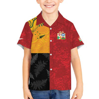 Custom British Lions-AUNZ Family Matching Summer Maxi Dress and Hawaiian Shirt Australia-New Zealand Indigenous Motif LT9 Son's Shirt Red - Polynesian Pride