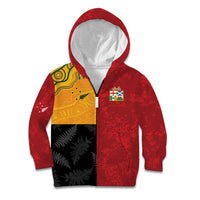 Custom British Lions-AUNZ Kid Hoodie Australia-New Zealand Indigenous Motif LT9 Zip Hoodie Red - Polynesian Pride