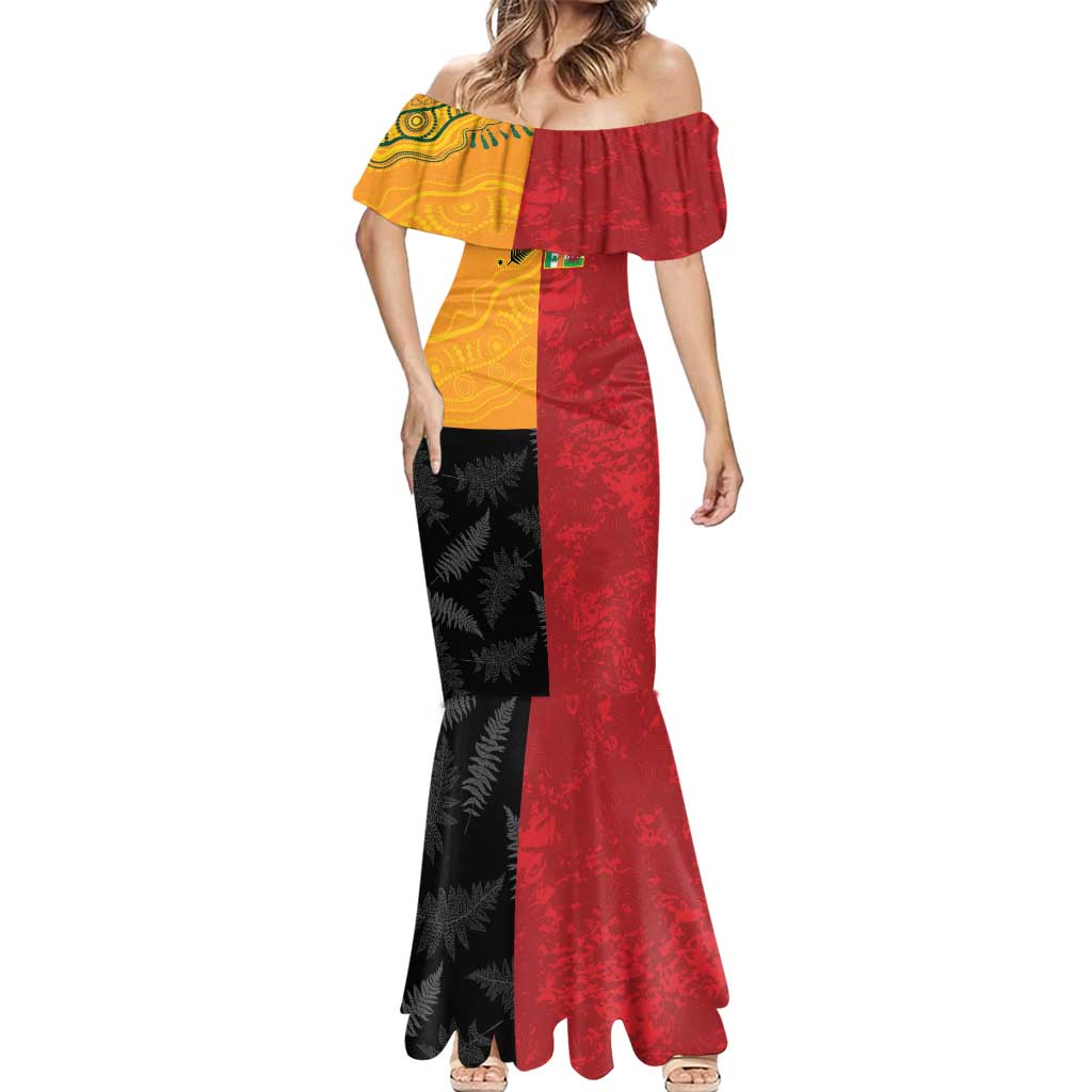 Custom British Lions-AUNZ Mermaid Dress Australia-New Zealand Indigenous Motif LT9 - Polynesian Pride