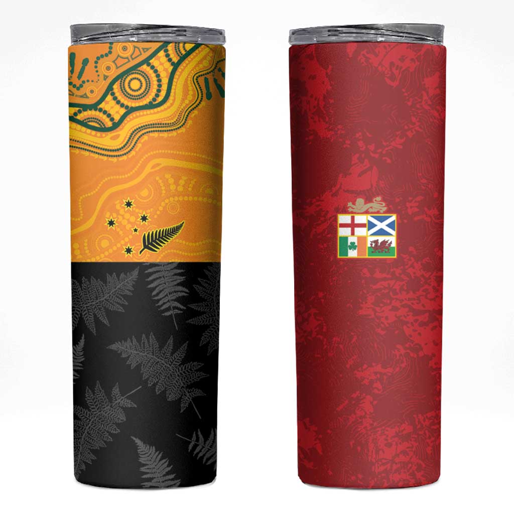 Custom British Lions-AUNZ Skinny Tumbler Australia-New Zealand Indigenous Motif LT9 Red - Polynesian Pride