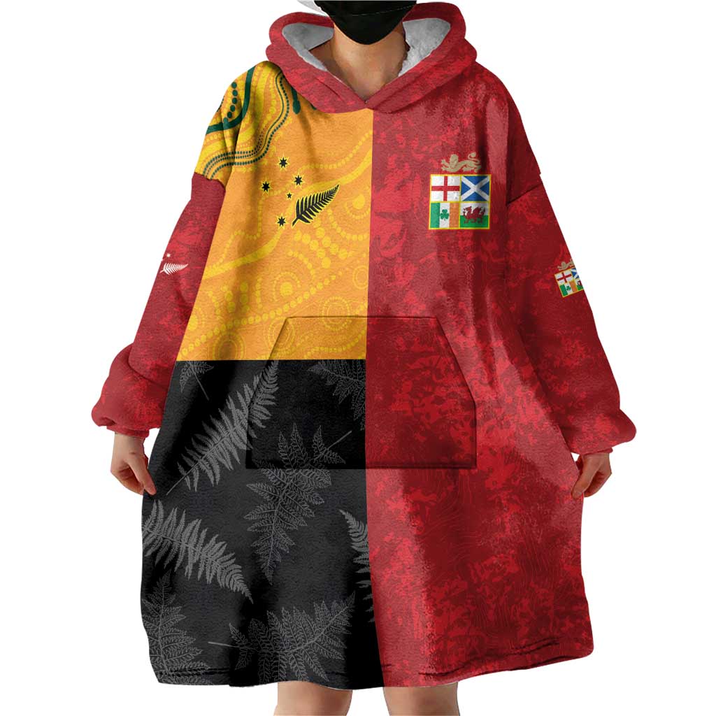 Custom British Lions-AUNZ Wearable Blanket Hoodie Australia-New Zealand Indigenous Motif LT9 - Polynesian Pride