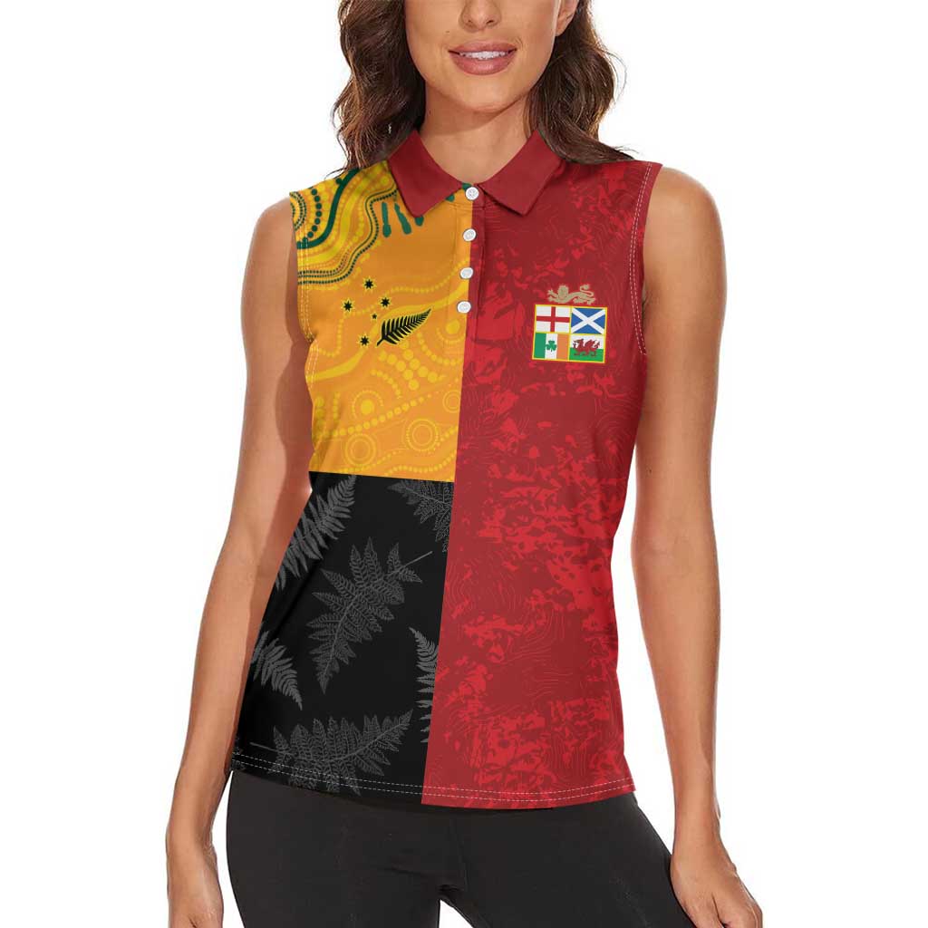 Custom British Lions-AUNZ Women Sleeveless Polo Shirt Australia-New Zealand Indigenous Motif LT9 - Polynesian Pride