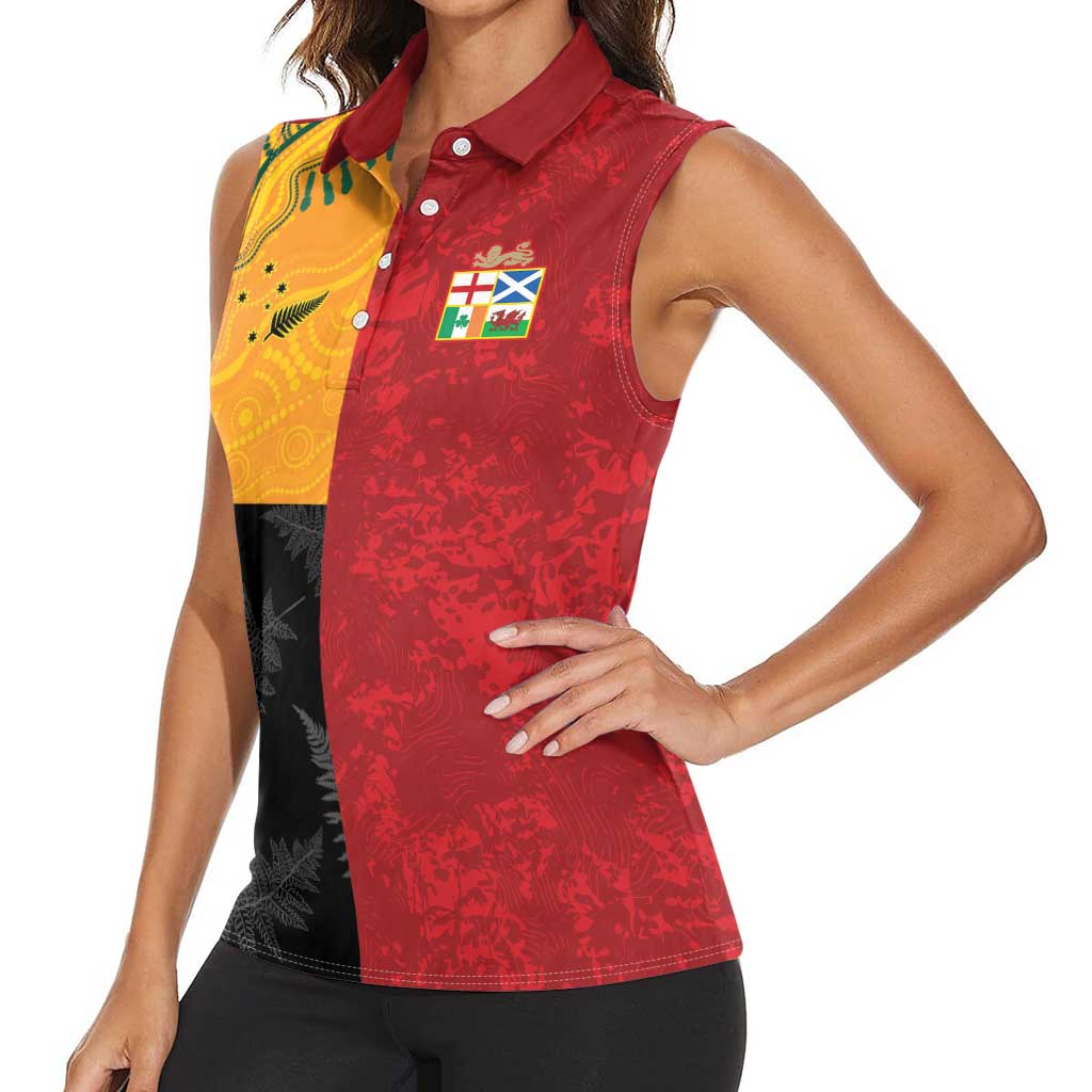 Custom British Lions-AUNZ Women Sleeveless Polo Shirt Australia-New Zealand Indigenous Motif LT9 - Polynesian Pride
