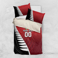 Custom British Lions New Zealand Bedding Set Half Black Fern LT9 US Twin 172cm x 218cm Red - Polynesian Pride