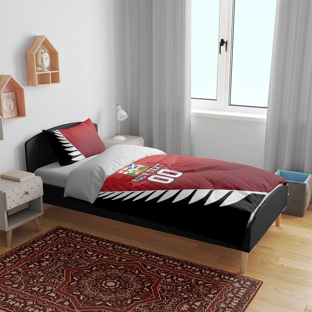 Custom British Lions New Zealand Bedding Set Half Black Fern LT9 - Polynesian Pride