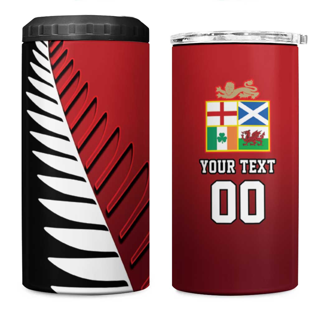 Custom British Lions New Zealand 4 in 1 Can Cooler Tumbler Half Black Fern