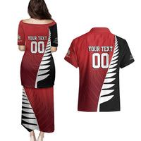 Custom British Lions New Zealand Couples Matching Puletasi and Hawaiian Shirt Half Black Fern