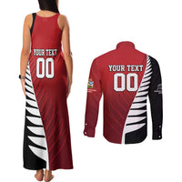 Custom British Lions New Zealand Couples Matching Tank Maxi Dress and Long Sleeve Button Shirt Half Black Fern