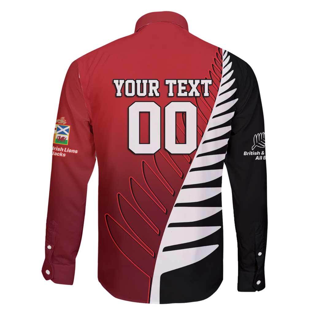 Custom British Lions New Zealand Family Matching Long Sleeve Bodycon Dress and Hawaiian Shirt Half Black Fern