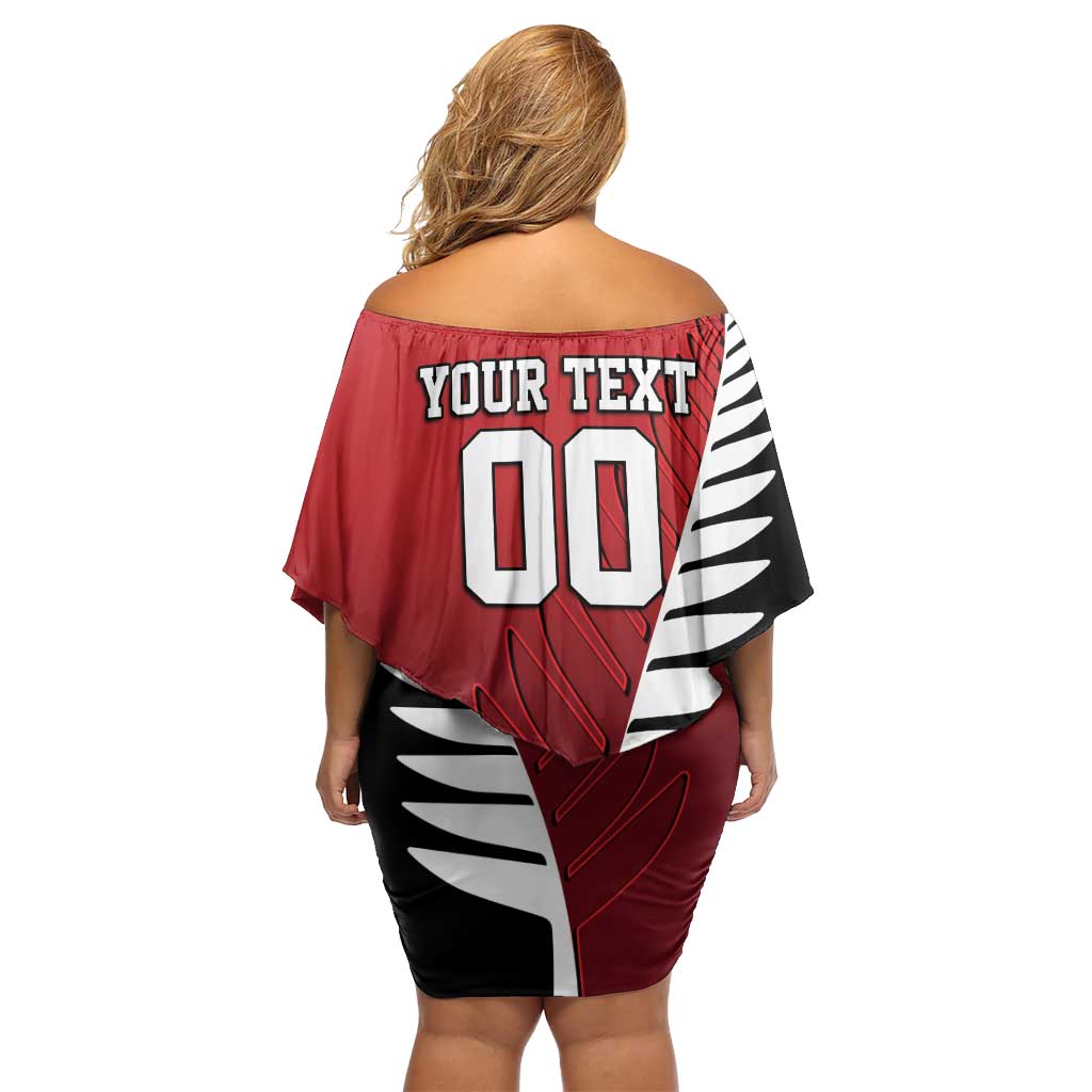 Custom British Lions New Zealand Family Matching Off Shoulder Short Dress and Hawaiian Shirt Half Black Fern