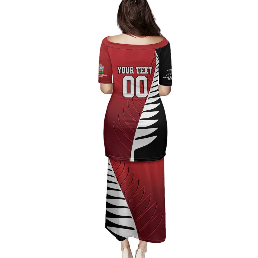 Custom British Lions New Zealand Family Matching Puletasi and Hawaiian Shirt Half Black Fern