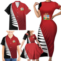 Custom British Lions New Zealand Family Matching Short Sleeve Bodycon Dress and Hawaiian Shirt Half Black Fern